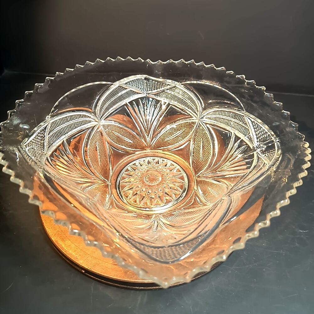 1357. Antique EAPG Glass Bowl Centerpiece
